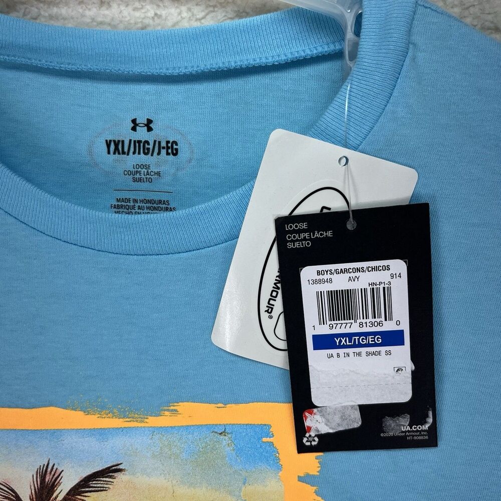 Under Armour Boys Size Extra Large - in the Shade Short Sleeve T-Shirt Blue NWT - Picture 4 of 8